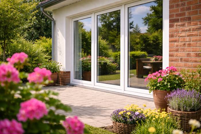 Frisch gereinigte Fenster an einem Wohnhaus in Bad Münder